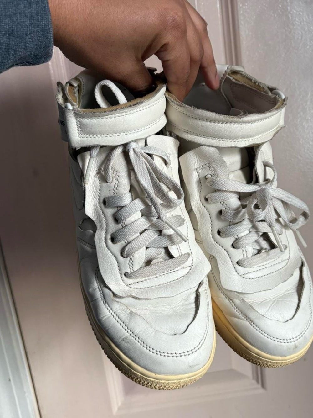 Comme des Garcons White High-Top Sneakers with Ankle Strap
